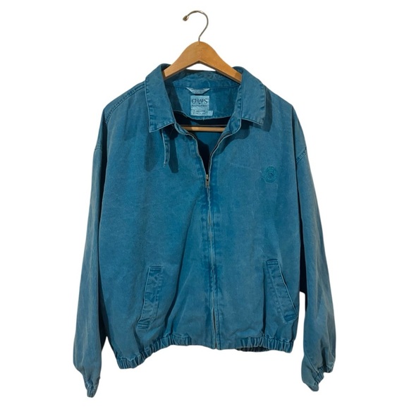 Ralph Lauren CHAPS vintage  bomber swing top baby blue jean zipup jack… - Picture 2 of 9